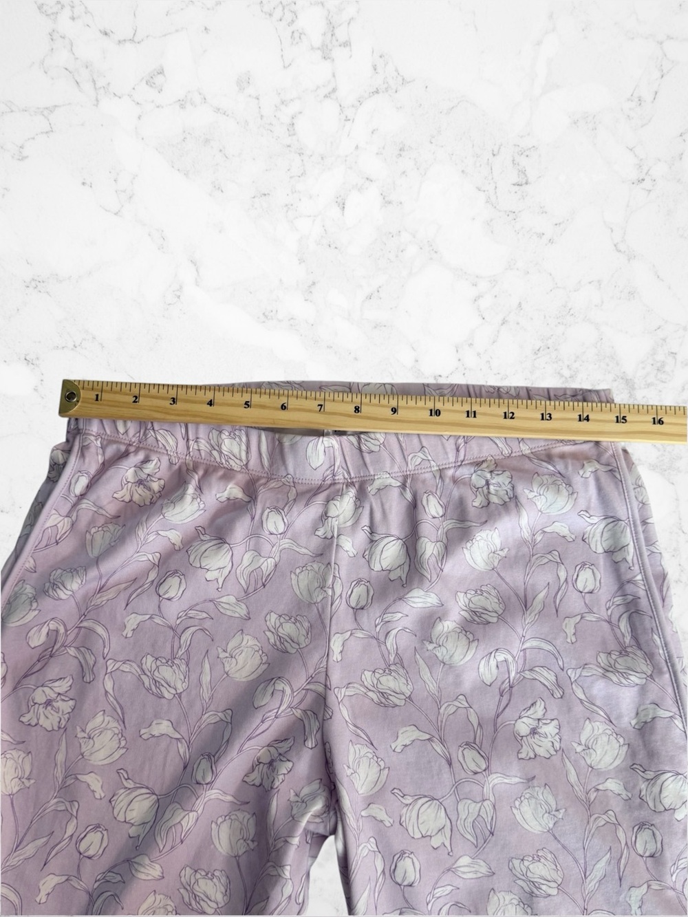 LAKE Pima Cotton Wildflower Vine Floral PJ Set Lavender M Pants Short Sleeve Top - Picture 13 of 16